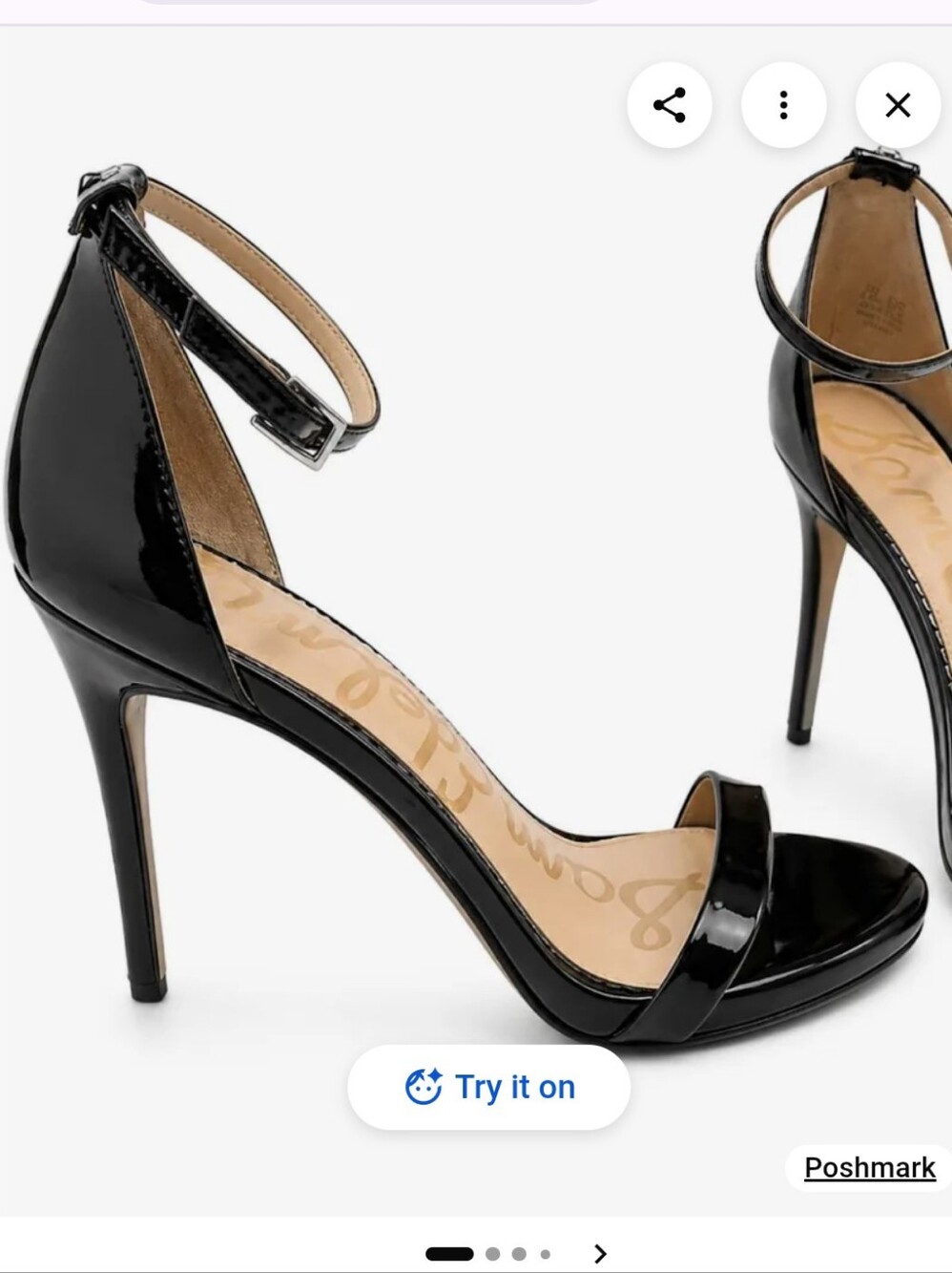 Sam Edelman Patti Black Patent Ankle-Strap Stiletto Heels